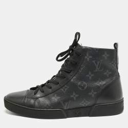 Louis Vuitton Black Monogram Eclipse Canvas and Leather Match Up High Top Sneakers Size 40