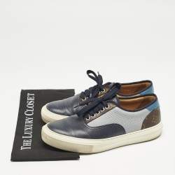 Louis Vuitton Blue/Beige Monogram Denim and Leather Low Top Sneakers Size 40.5
