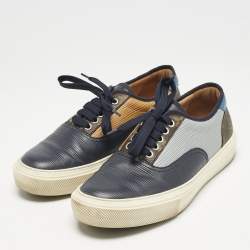 Louis Vuitton Blue/Beige Monogram Denim and Leather Low Top Sneakers Size 40.5