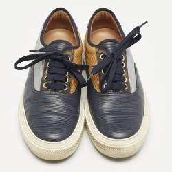 Louis Vuitton Blue/Beige Monogram Denim and Leather Low Top Sneakers Size 40.5