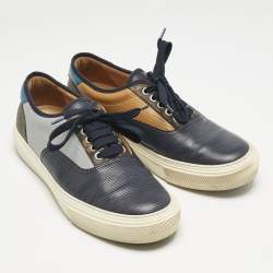 Louis Vuitton Blue/Beige Monogram Denim and Leather Low Top Sneakers Size 40.5