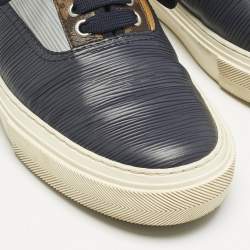 Louis Vuitton Blue/Beige Monogram Denim and Leather Low Top Sneakers Size 40.5