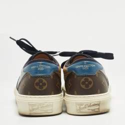 Louis Vuitton Blue/Beige Monogram Denim and Leather Low Top Sneakers Size 40.5