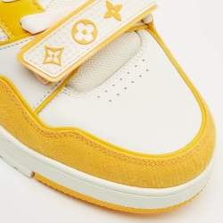 Louis Vuitton Yellow/White Monogram Denim and Leather  LV Trainer Sneakers Size 42