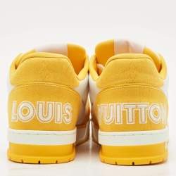 Louis Vuitton Yellow/White Monogram Denim and Leather  LV Trainer Sneakers Size 42