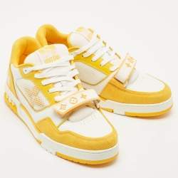 Louis Vuitton Yellow/White Monogram Denim and Leather  LV Trainer Sneakers Size 42