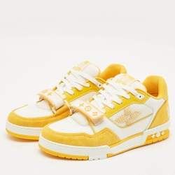Louis Vuitton Yellow/White Monogram Denim and Leather  LV Trainer Sneakers Size 42