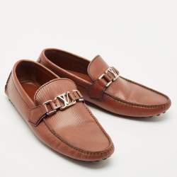 Louis Vuitton Brown Leather Hockenheim Slip On Loafers Size 40.5