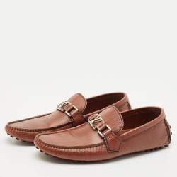Louis Vuitton Brown Leather Hockenheim Slip On Loafers Size 40.5