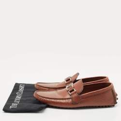Louis Vuitton Brown Leather Hockenheim Slip On Loafers Size 40.5