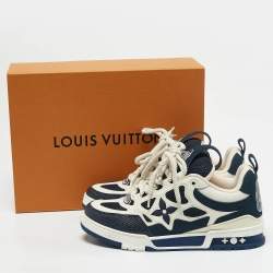 Pre Owned حذاء رياضي لويس فويتون شبك وجلد أزرق داكن للتزلج LV مقاس 42.5