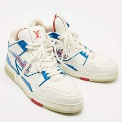 Louis Vuitton White Leather LV Trainer Lace Up Sneakers Size 43