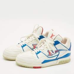 Louis Vuitton White Leather LV Trainer Lace Up Sneakers Size 43
