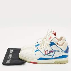 Louis Vuitton White Leather LV Trainer Lace Up Sneakers Size 43