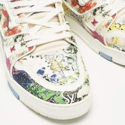 مملوكة مسبقًا حذاء رياضي لوي فيتون LV ترينر جلد بنقشة القصص المصورة متعددة الألوان مقاس 42.5