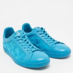 Louis Vuitton Blue Leather and Monogram Embroidered Mesh Luxembourg Sneakers Size 41