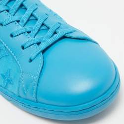 Louis Vuitton Blue Leather and Monogram Embroidered Mesh Luxembourg Sneakers Size 41