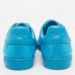 Louis Vuitton Blue Leather and Monogram Embroidered Mesh Luxembourg Sneakers Size 41