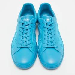 Louis Vuitton Blue Leather and Monogram Embroidered Mesh Luxembourg Sneakers Size 41