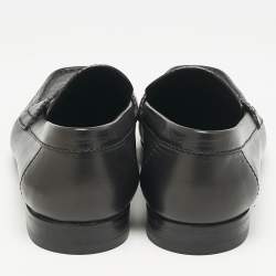 Louis Vuitton Black Leather Damier Embossed Santiago Slip On Loafers Size 44.5