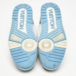 Louis Vuitton Blue Denim and Leather LV Trainer Low Top Sneakers Size 42