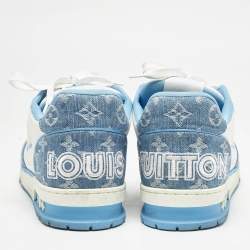 Louis Vuitton Blue Denim and Leather LV Trainer Low Top Sneakers Size 42