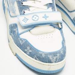 Louis Vuitton Blue Denim and Leather LV Trainer Low Top Sneakers Size 42