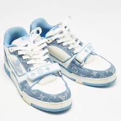 Louis Vuitton Blue Denim and Leather LV Trainer Low Top Sneakers Size 42