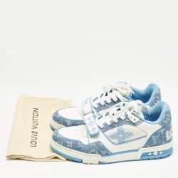Louis Vuitton Blue Denim and Leather LV Trainer Low Top Sneakers Size 42
