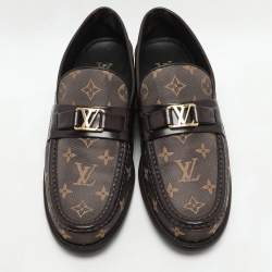 Louis Vuitton Brown Monogram Jacquard and Macassar Leather Major Loafers Size 43.5
