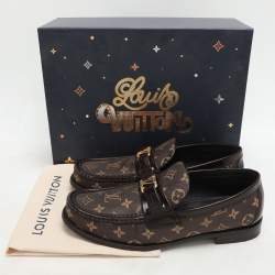 Louis Vuitton Brown Monogram Jacquard and Macassar Leather Major Loafers Size 43.5