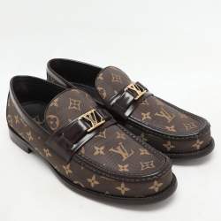 Louis Vuitton Brown Monogram Jacquard and Macassar Leather Major Loafers Size 43.5