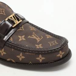 Louis Vuitton Brown Monogram Jacquard and Macassar Leather Major Loafers Size 43.5