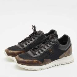 Louis Vuitton Black Monogram Canvas and Leather Run Away Low Top Sneakers Size 43