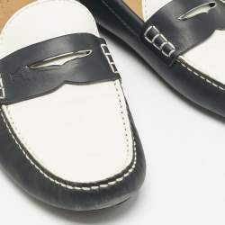Louis Vuitton Blue/White Leather Shade Penny Loafers Size 44