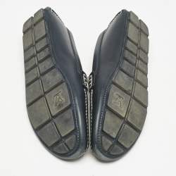Louis Vuitton Blue/White Leather Shade Penny Loafers Size 44