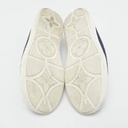 Louis Vuitton Navy Blue Knit Fabric Pacific Slip On Sneakers Size 41.5