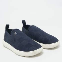 Louis Vuitton Navy Blue Knit Fabric Pacific Slip On Sneakers Size 41.5