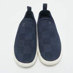 Louis Vuitton Navy Blue Knit Fabric Pacific Slip On Sneakers Size 41.5