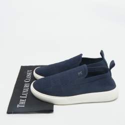 Louis Vuitton Navy Blue Knit Fabric Pacific Slip On Sneakers Size 41.5