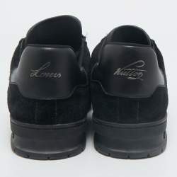Louis Vuitton Black Suede and Leather LV Trainer Sneakers Size 45.5
