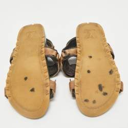 Louis Vuitton Multicolor Suede and Leather Flat Slingback Sandals Size 42