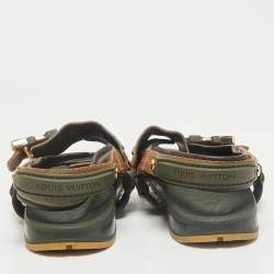 Louis Vuitton Multicolor Suede and Leather Flat Slingback Sandals Size 42