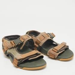 Louis Vuitton Multicolor Suede and Leather Flat Slingback Sandals Size 42