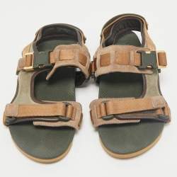 Louis Vuitton Multicolor Suede and Leather Flat Slingback Sandals Size 42