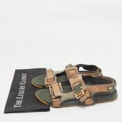 Louis Vuitton Multicolor Suede and Leather Flat Slingback Sandals Size 42