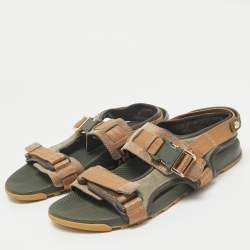 Louis Vuitton Multicolor Suede and Leather Flat Slingback Sandals Size 42
