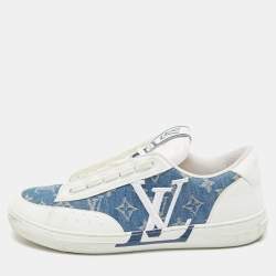 Louis Vuitton White/Blue Denim and Leather Charlie Sneakers  Size 42
