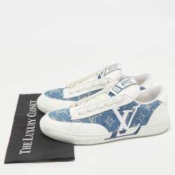 Louis Vuitton White/Blue Denim and Leather Charlie Sneakers  Size 42