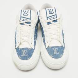 Louis Vuitton White/Blue Denim and Leather Charlie Sneakers  Size 42
